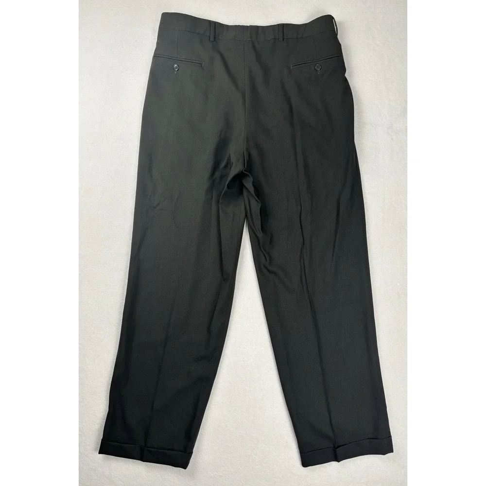 Galliani Reda Super 100 Wool‎ Pleated Dress Pants Italy Men's 36x30 Cuffed
